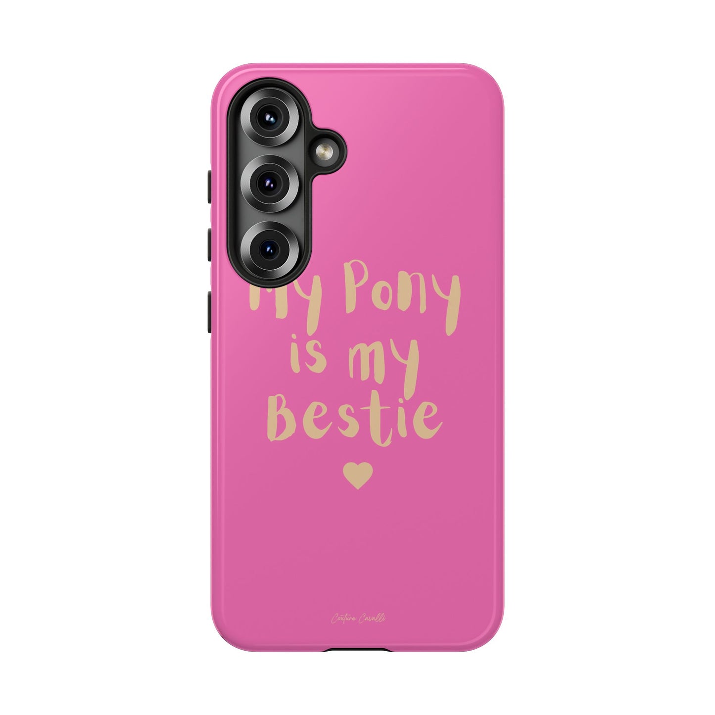 Pink 'My Pony Is My Bestie' Tough Phone Case I Handyhülle I Personalisiert mit Ponynamen