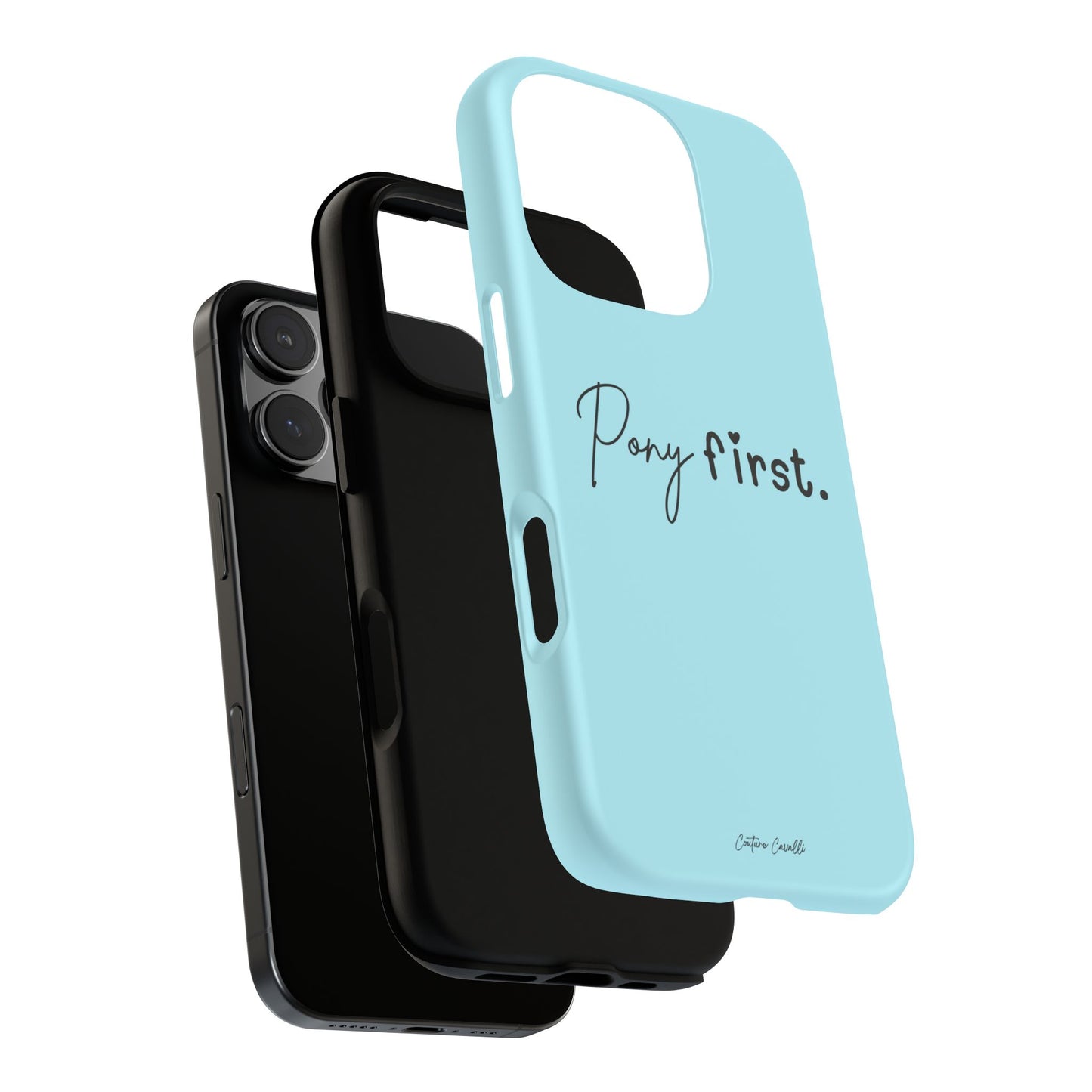 Pony First Phone Case - Protective Tough iPhone Cover with Minimalist Equestrian Script