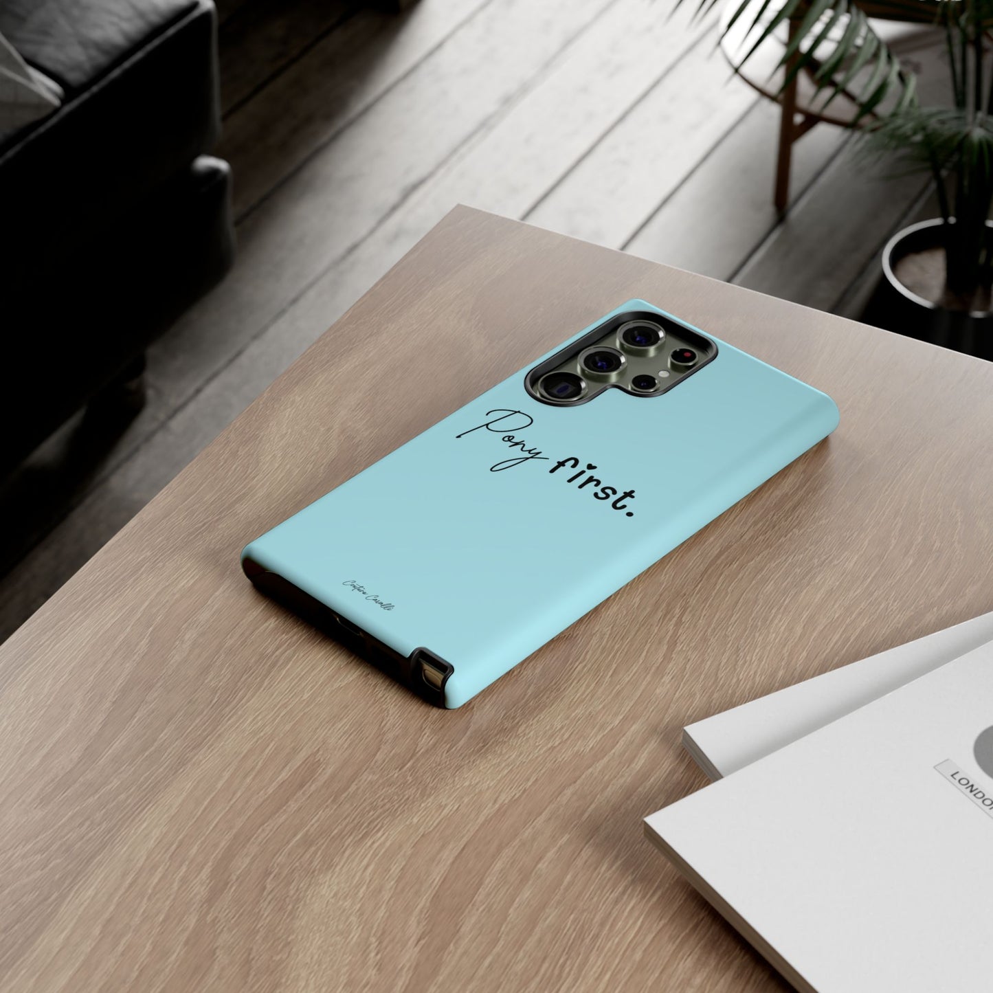 Pony First Phone Case - Protective Tough iPhone Cover with Minimalist Equestrian Script