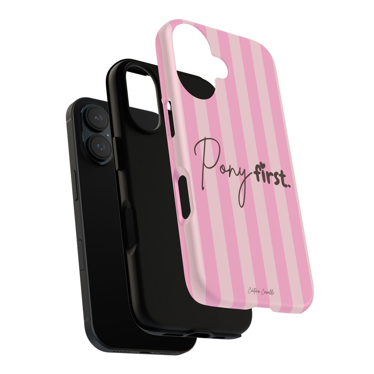 Pony First Phone Case — Pink Striped Tough Case for Horse Lovers