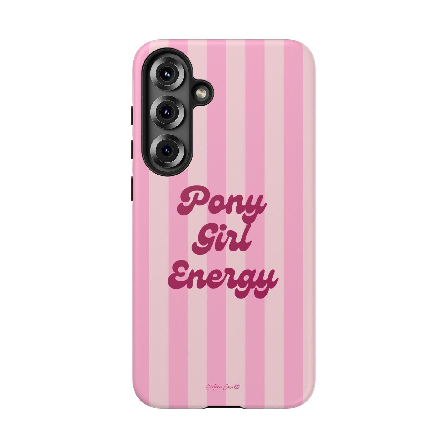 Pony Girl Energy Tough Phone Case — Pink Striped Protective Cover