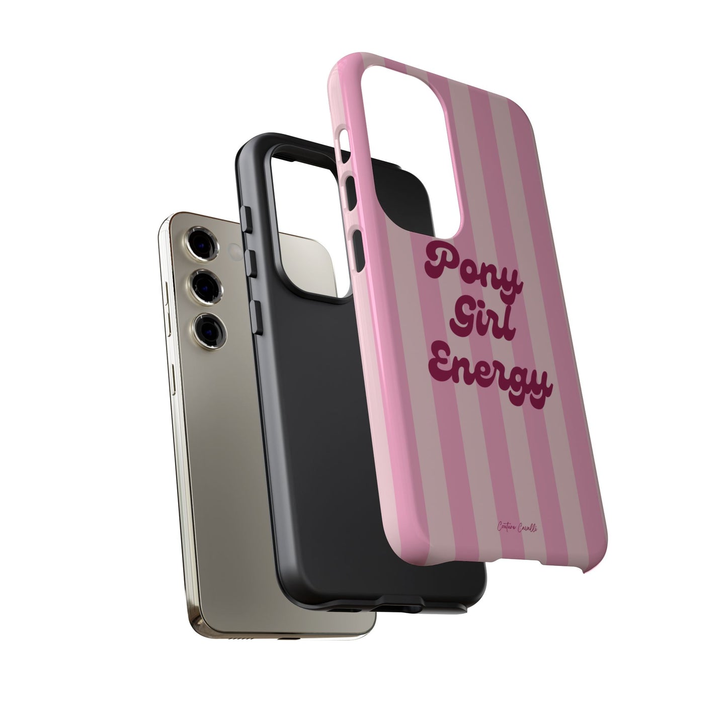 Pony Girl Energy Tough Phone Case — Pink Striped Protective Cover
