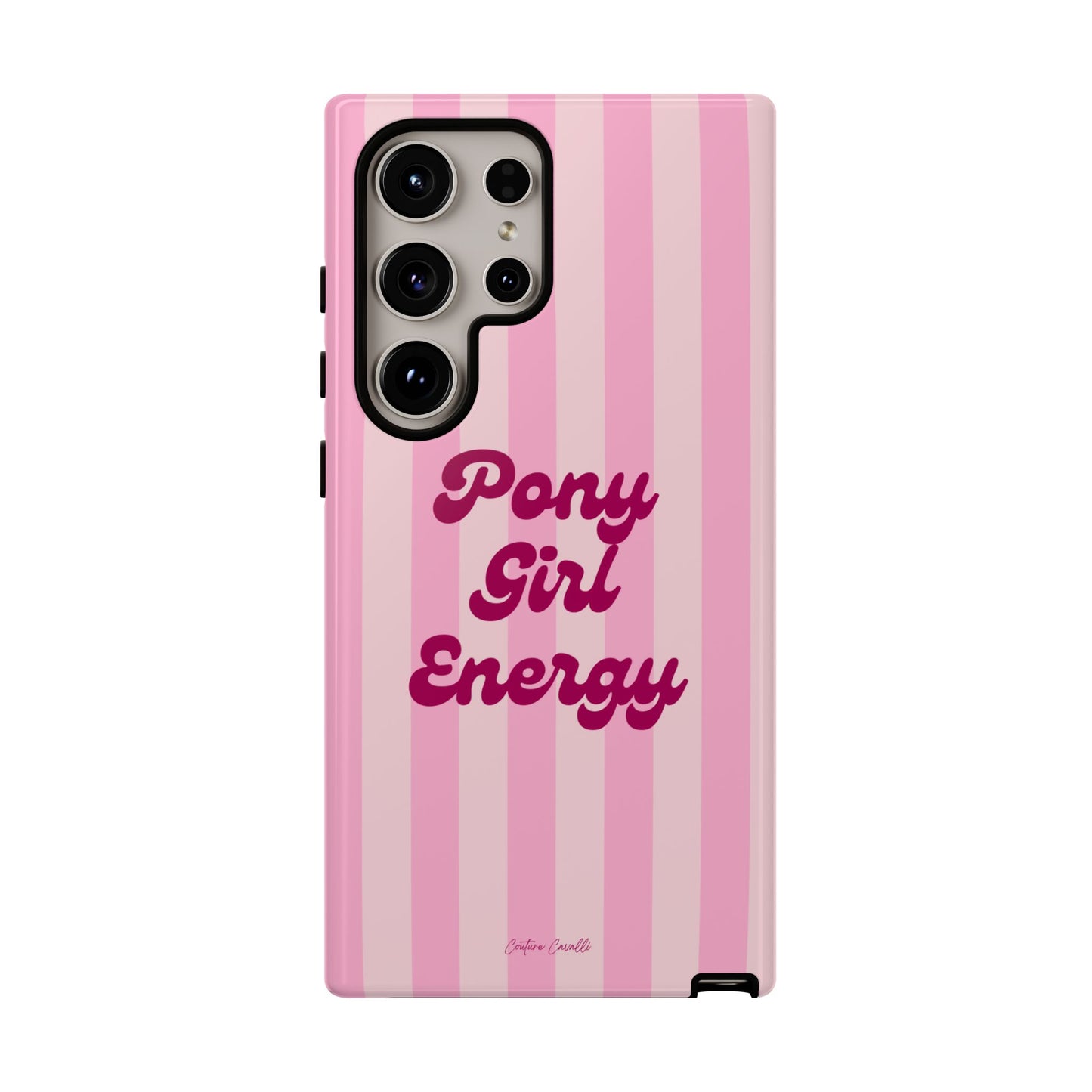 Pony Girl Energy Tough Phone Case — Pink Striped Protective Cover