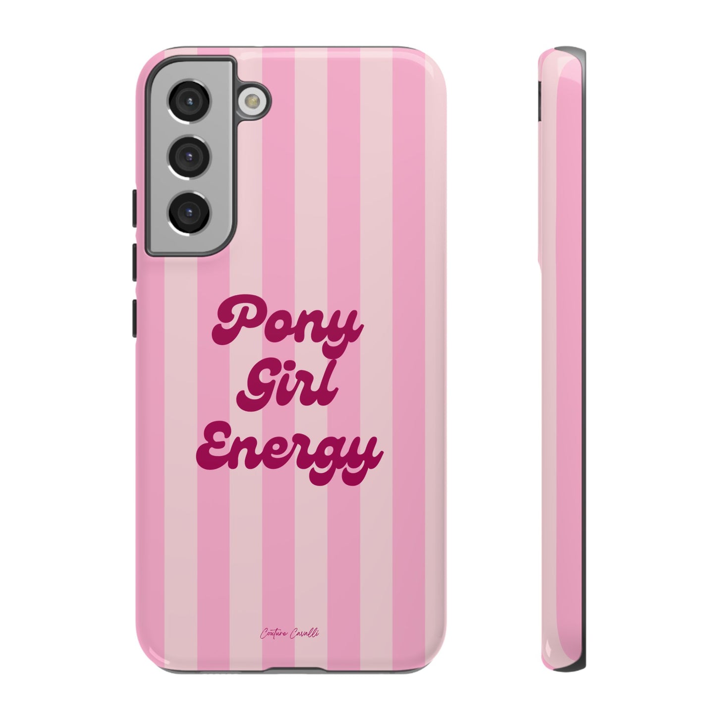 Pony Girl Energy Tough Phone Case — Pink Striped Protective Cover