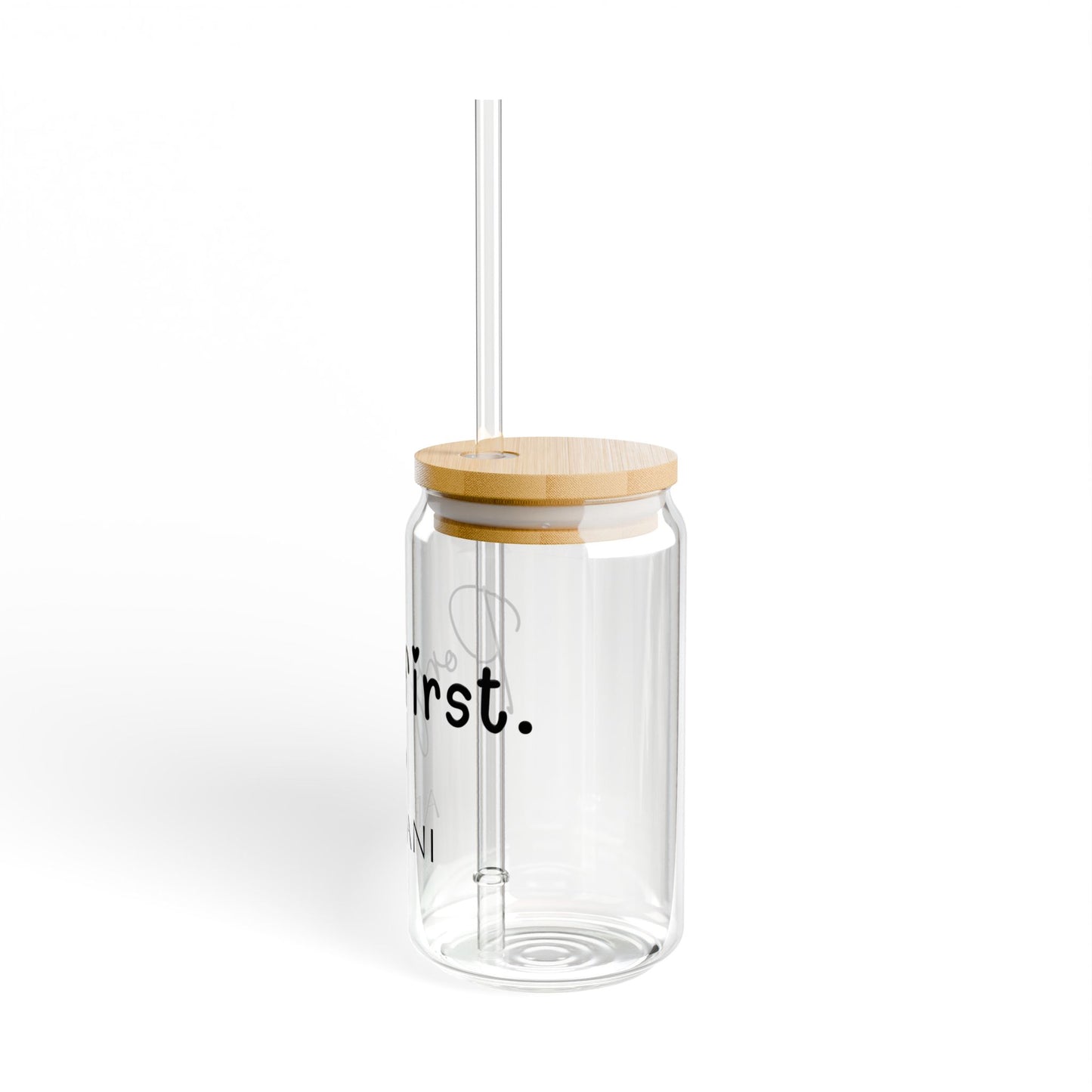 Personalisiertes Pony First Trinkglas mit Pferdenamen - Glas mit Bambusdeckel & Strohhalm für Pferdemädchen
