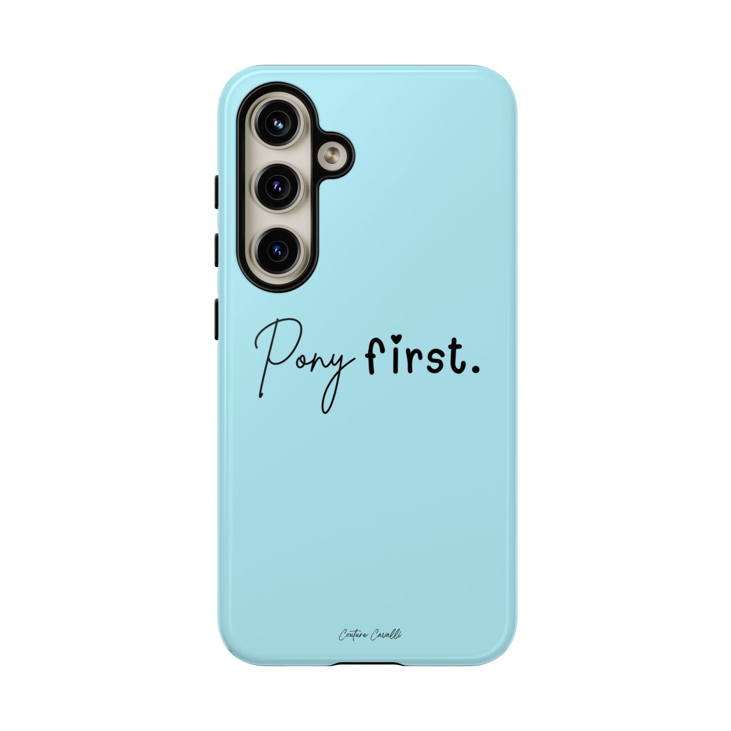 Pony First Phone Case - Protective Tough iPhone Cover with Minimalist Equestrian Script