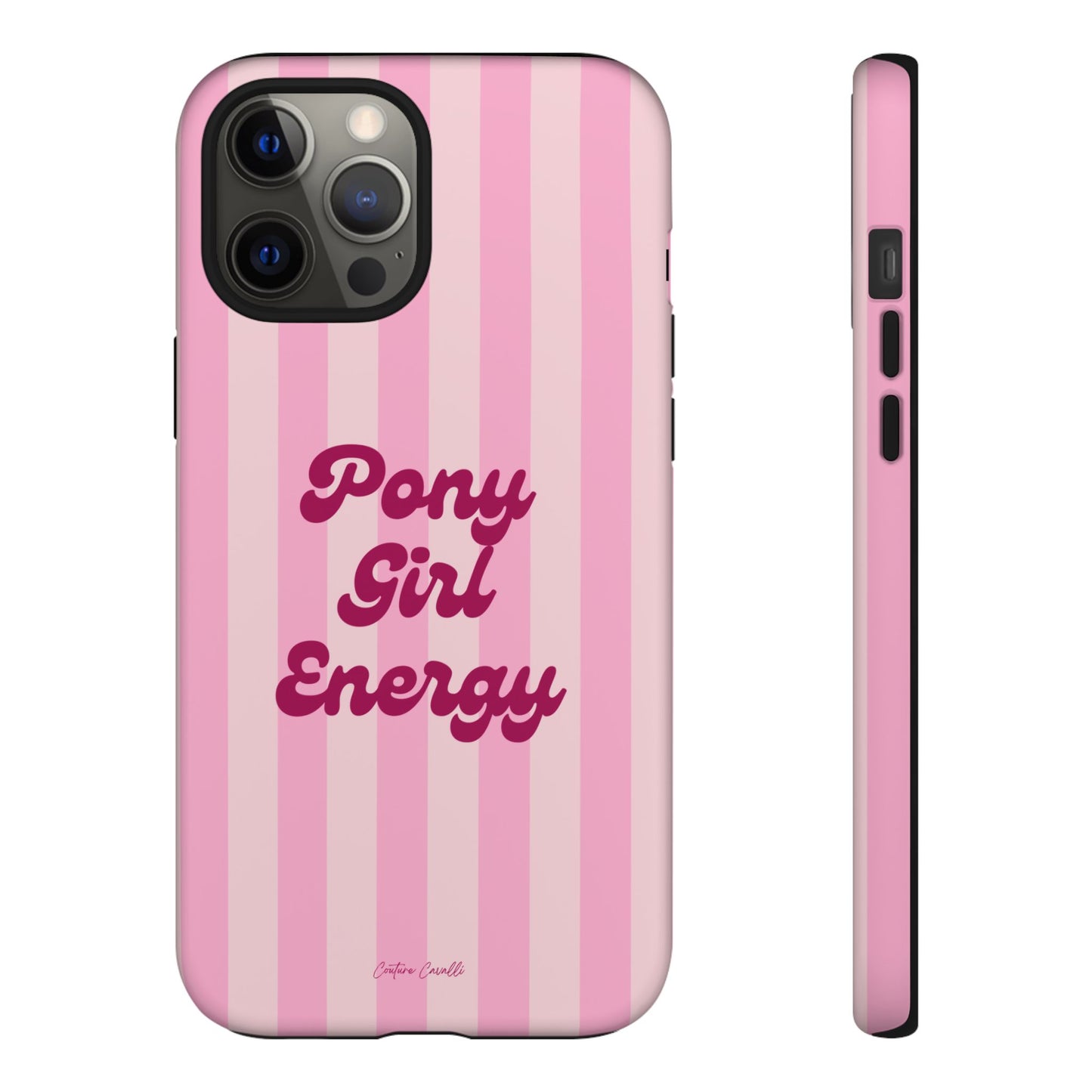 Pony Girl Energy Tough Phone Case — Pink Striped Protective Cover