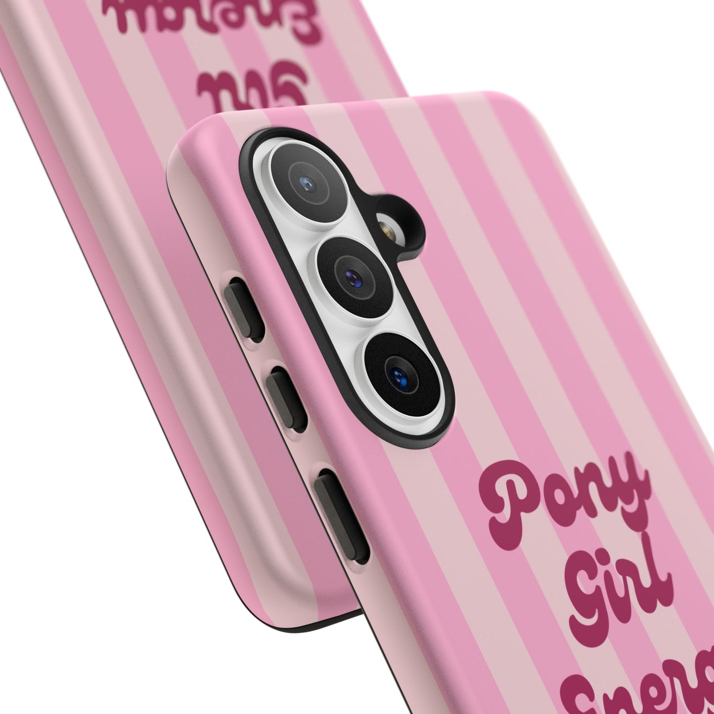 Pony Girl Energy Tough Phone Case — Pink Striped Protective Cover