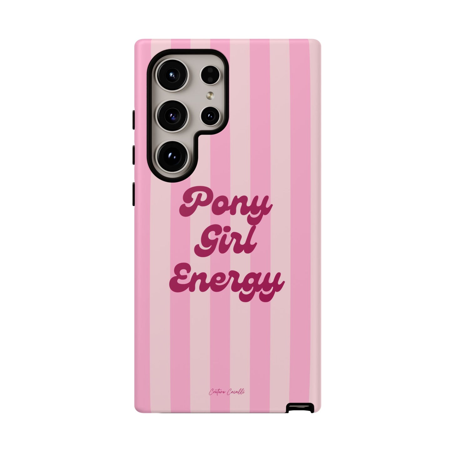 Pony Girl Energy Tough Phone Case — Pink Striped Protective Cover