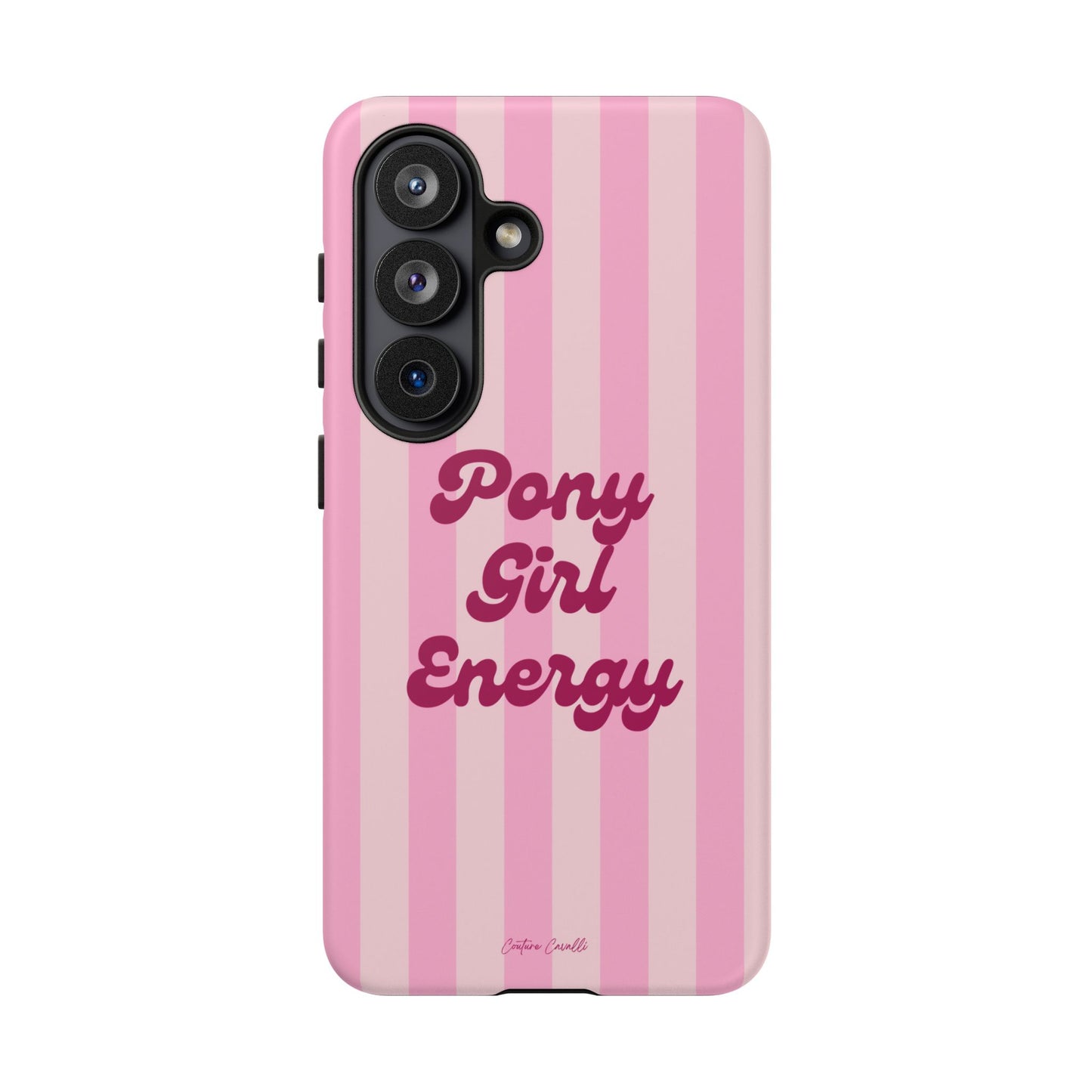 Pony Girl Energy Tough Phone Case — Pink Striped Protective Cover