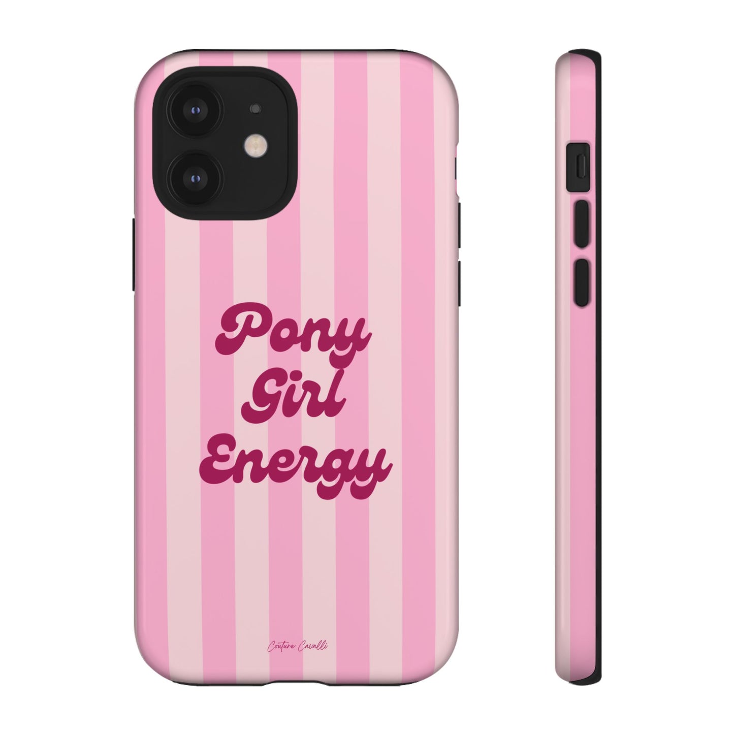 Pony Girl Energy Tough Phone Case — Pink Striped Protective Cover