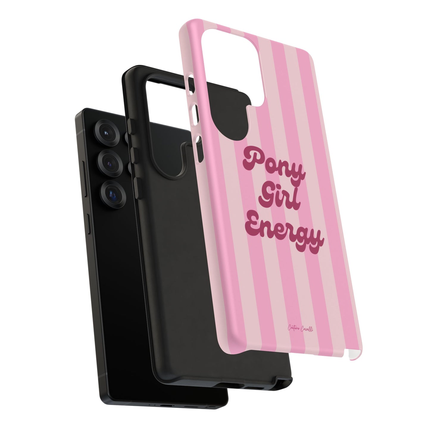 Pony Girl Energy Tough Phone Case — Pink Striped Protective Cover