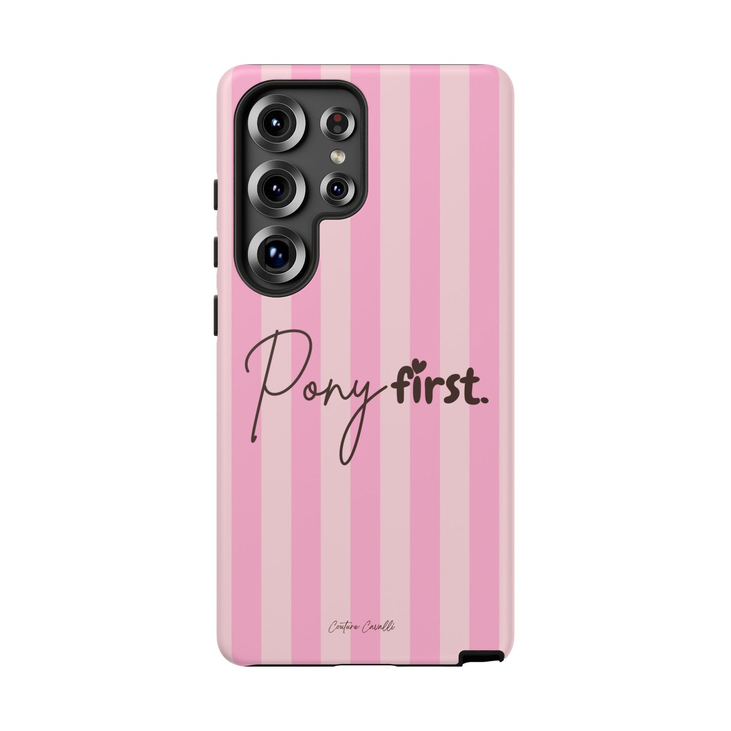 Pony First Phone Case — Pink Striped Tough Case for Horse Lovers