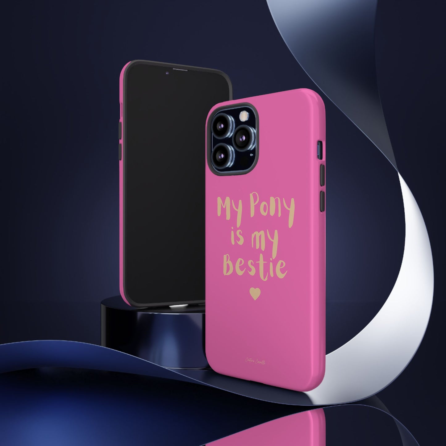 Pink 'My Pony Is My Bestie' Tough Phone Case I Handyhülle I Personalisiert mit Ponynamen