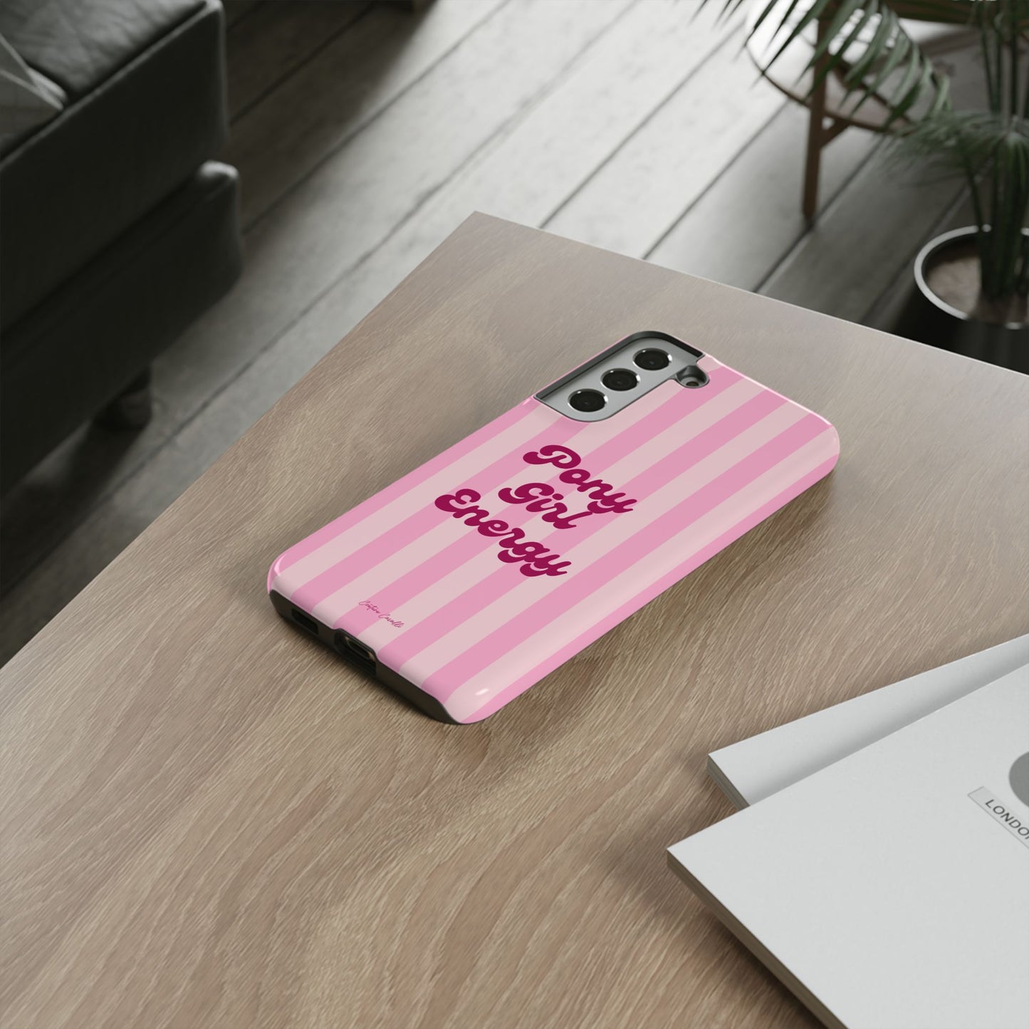 Pony Girl Energy Tough Phone Case — Pink Striped Protective Cover