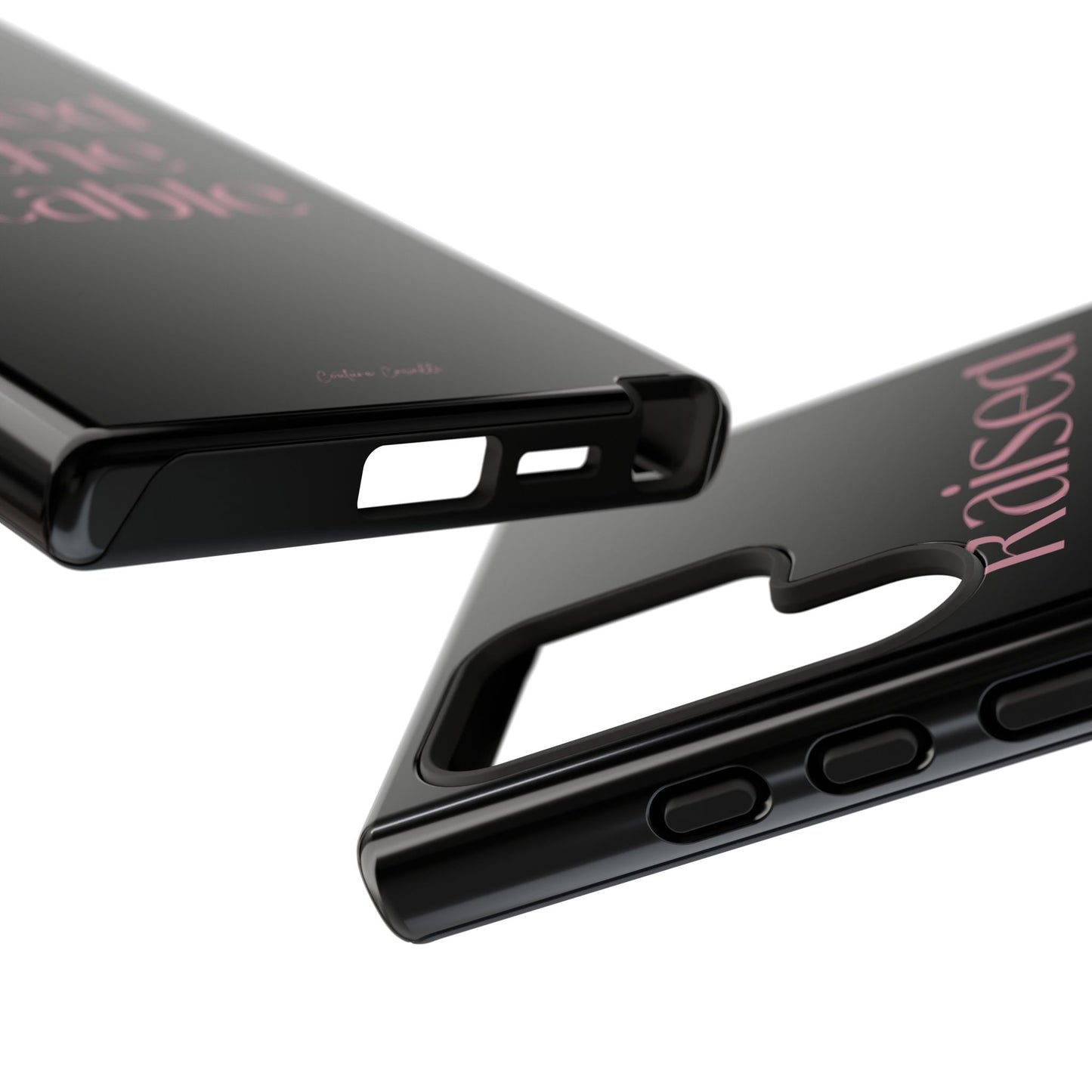 Raised in the Stable Phone Case — Black Protective Tough Case with Pink Script