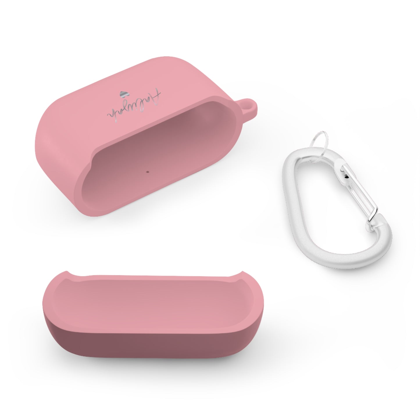 Minimal Personalized AirPods Case Cover — Custom Name Script with Carabiner