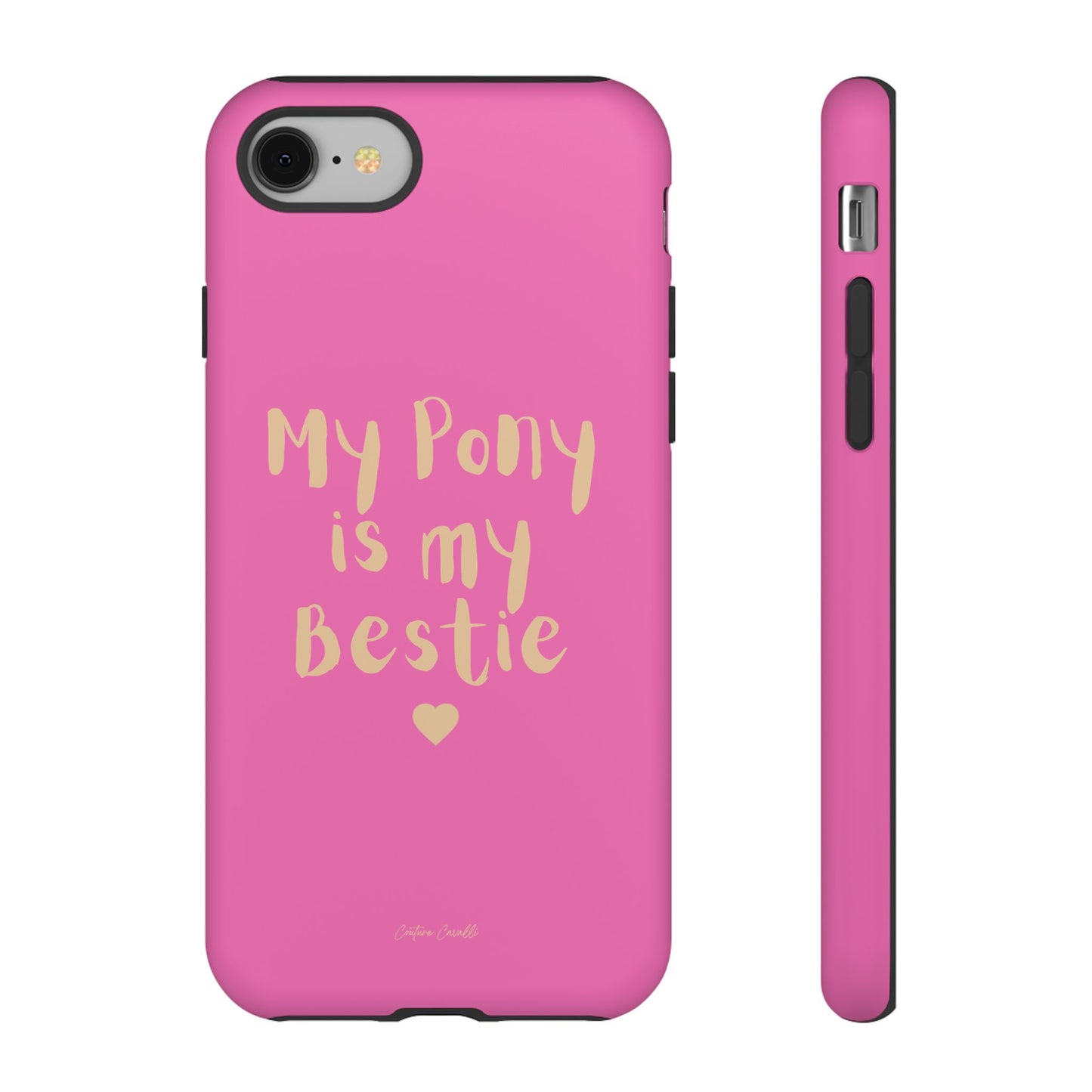 Pink 'My Pony Is My Bestie' Tough Phone Case I Handyhülle I Personalisiert mit Ponynamen