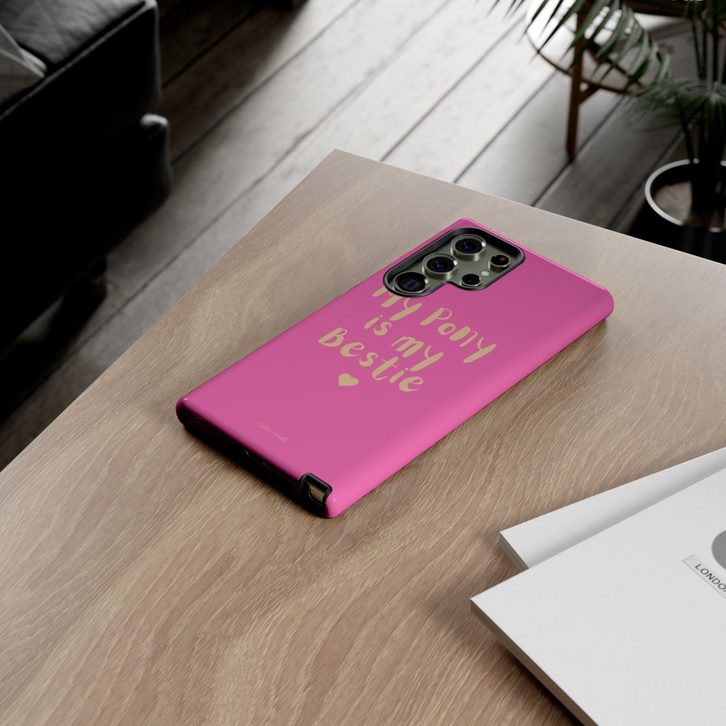 Pink 'My Pony Is My Bestie' Tough Phone Case I Handyhülle I Personalisiert mit Ponynamen