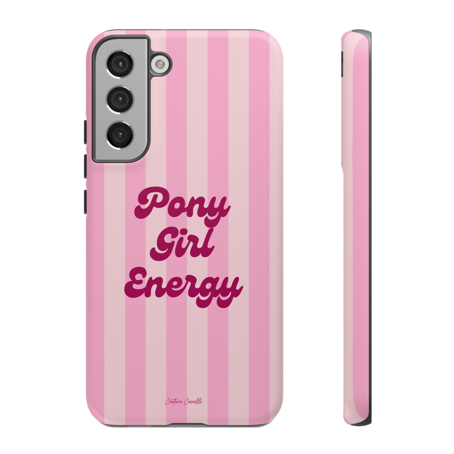 Pony Girl Energy Tough Phone Case — Pink Striped Protective Cover