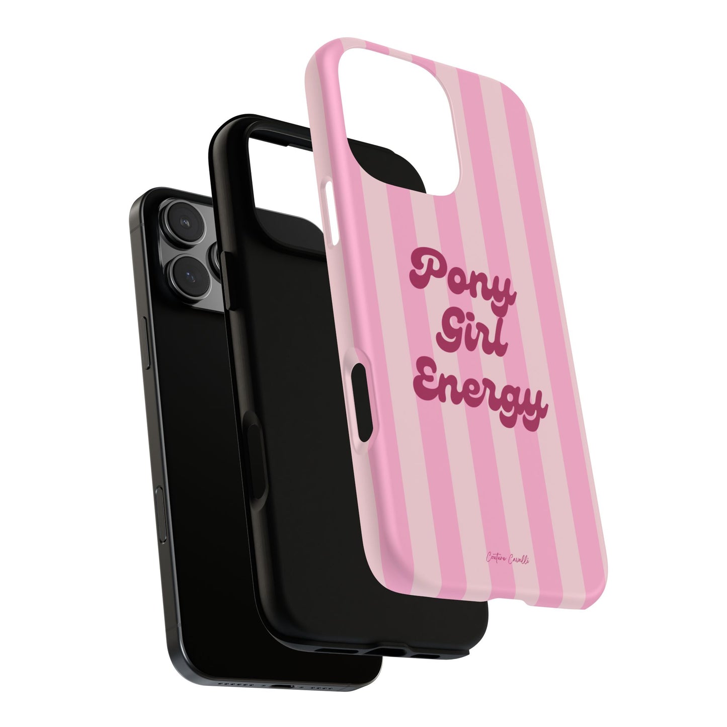 Pony Girl Energy Tough Phone Case — Pink Striped Protective Cover