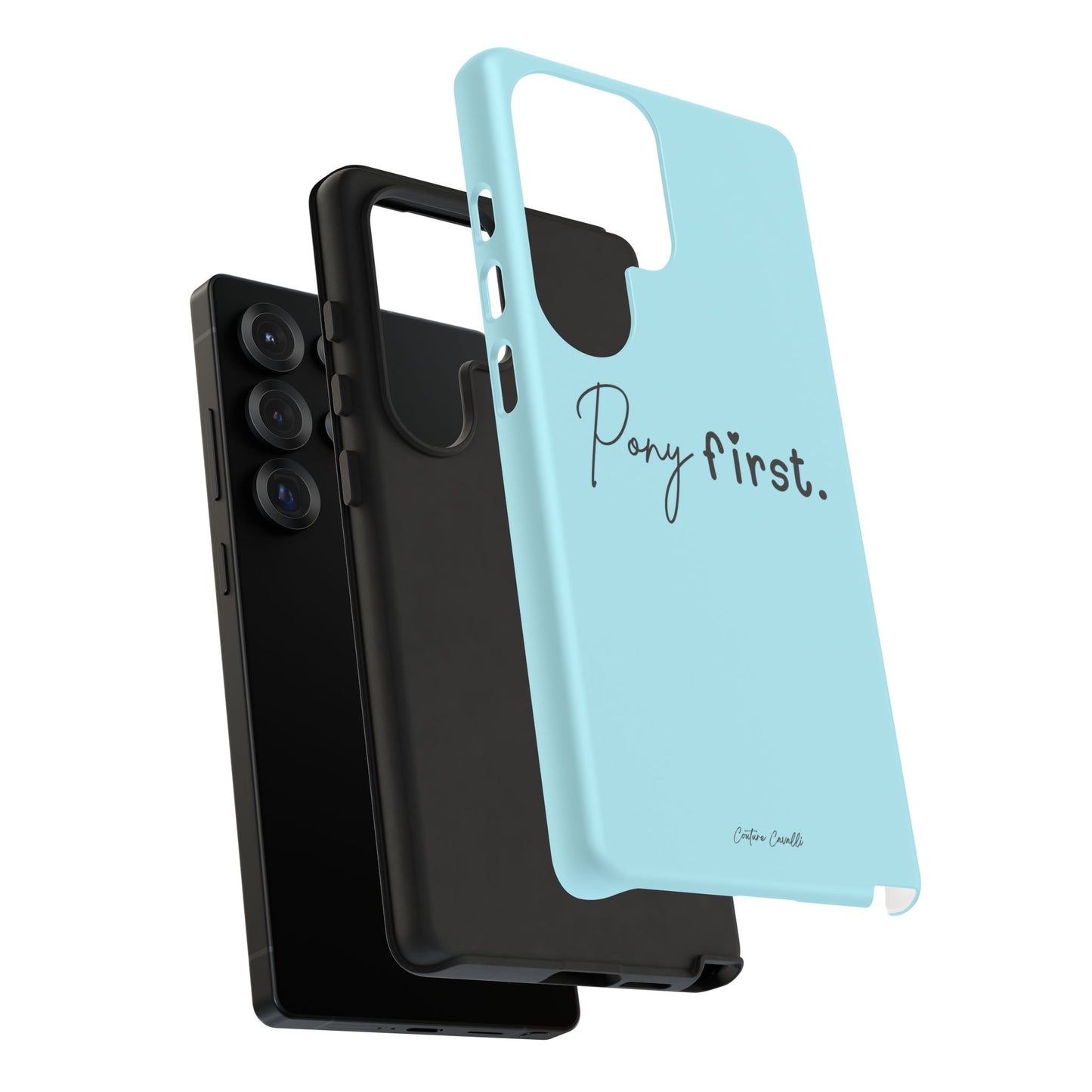 Pony First Phone Case - Protective Tough iPhone Cover with Minimalist Equestrian Script