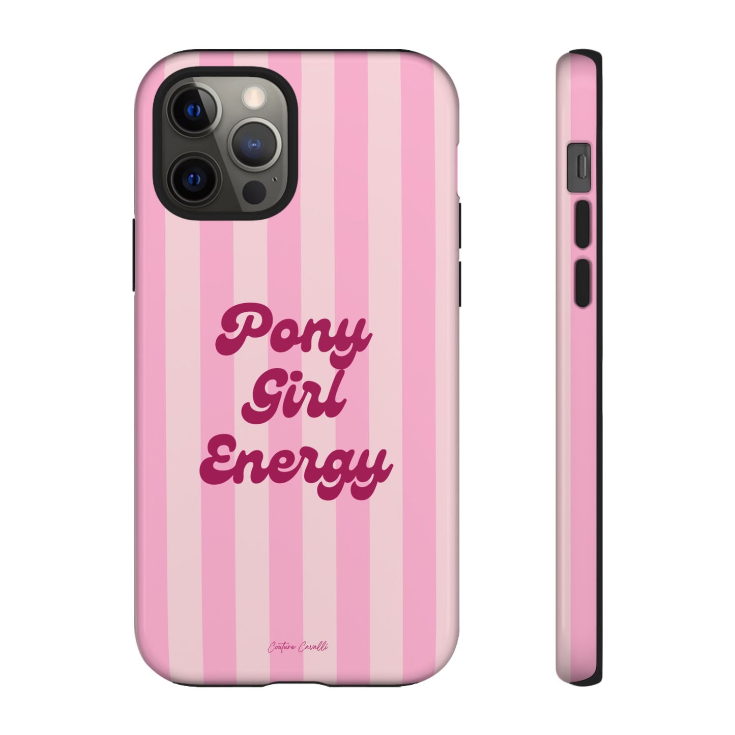 Pony Girl Energy Tough Phone Case — Pink Striped Protective Cover