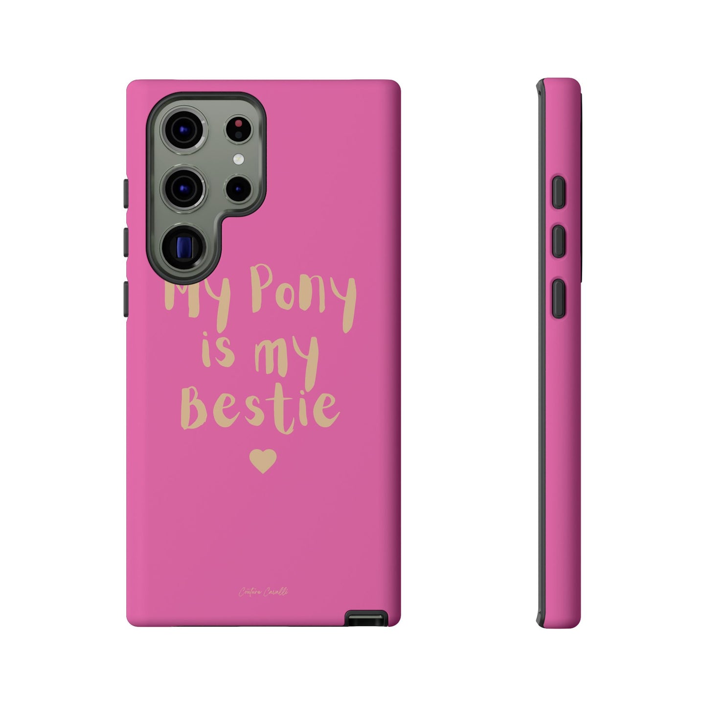 Pink 'My Pony Is My Bestie' Tough Phone Case I Handyhülle I Personalisiert mit Ponynamen