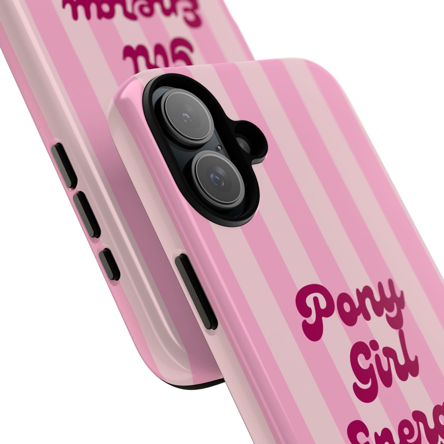 Pony Girl Energy Tough Phone Case — Pink Striped Protective Cover