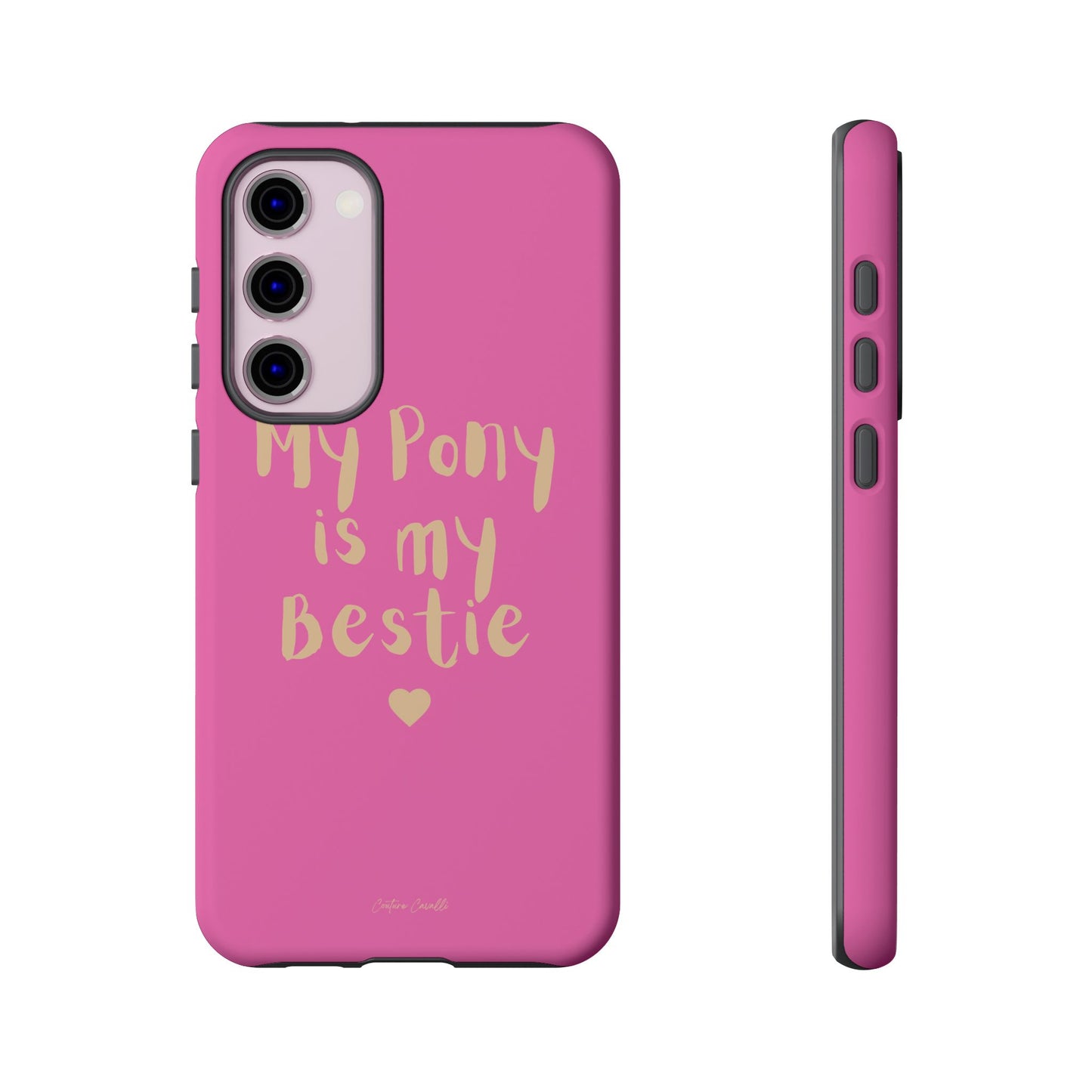 Pink 'My Pony Is My Bestie' Tough Phone Case I Handyhülle I Personalisiert mit Ponynamen
