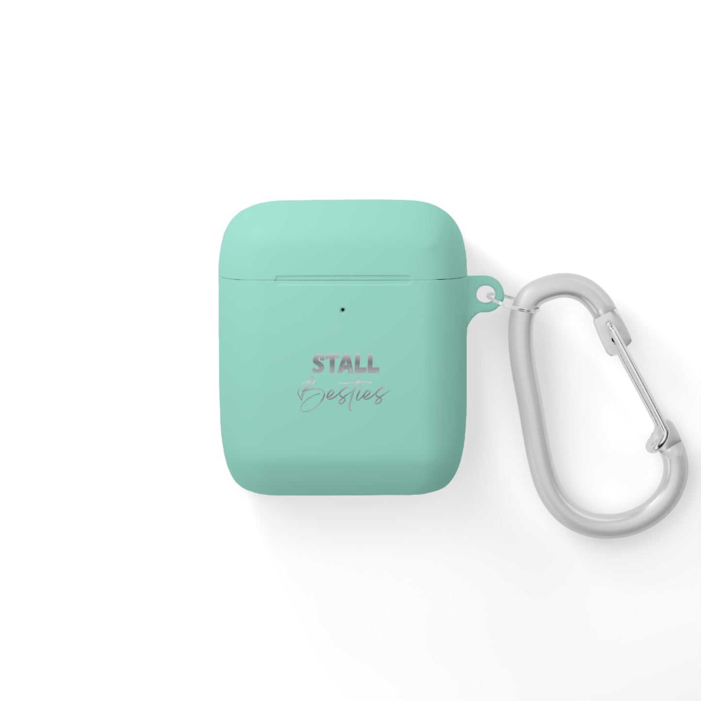 Minimal Personalized AirPods Case Cover — Custom Name Script with Carabiner