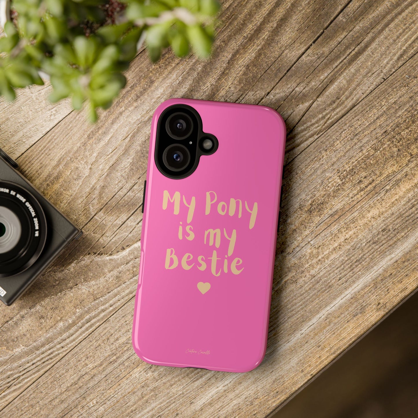 Pink 'My Pony Is My Bestie' Tough Phone Case I Handyhülle I Personalisiert mit Ponynamen