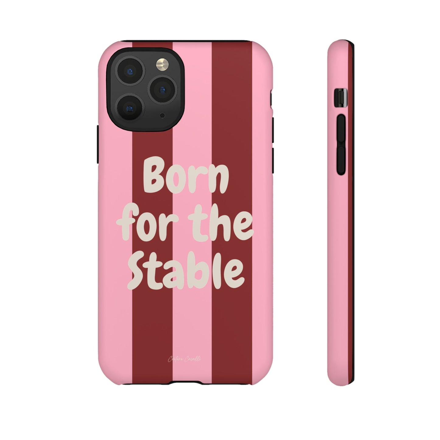 Phone Case — "Born for the Stable" Pink Striped Protective Tough Case
