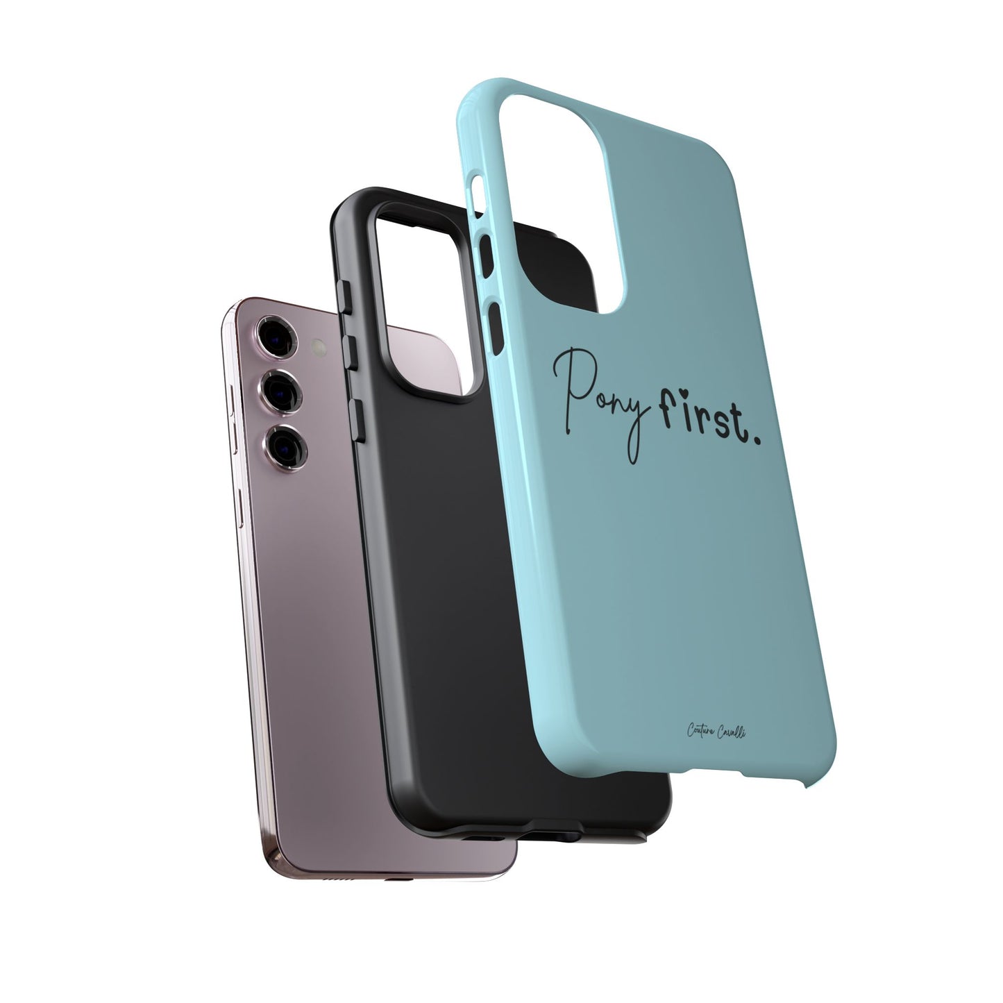 Pony First Phone Case - Protective Tough iPhone Cover with Minimalist Equestrian Script