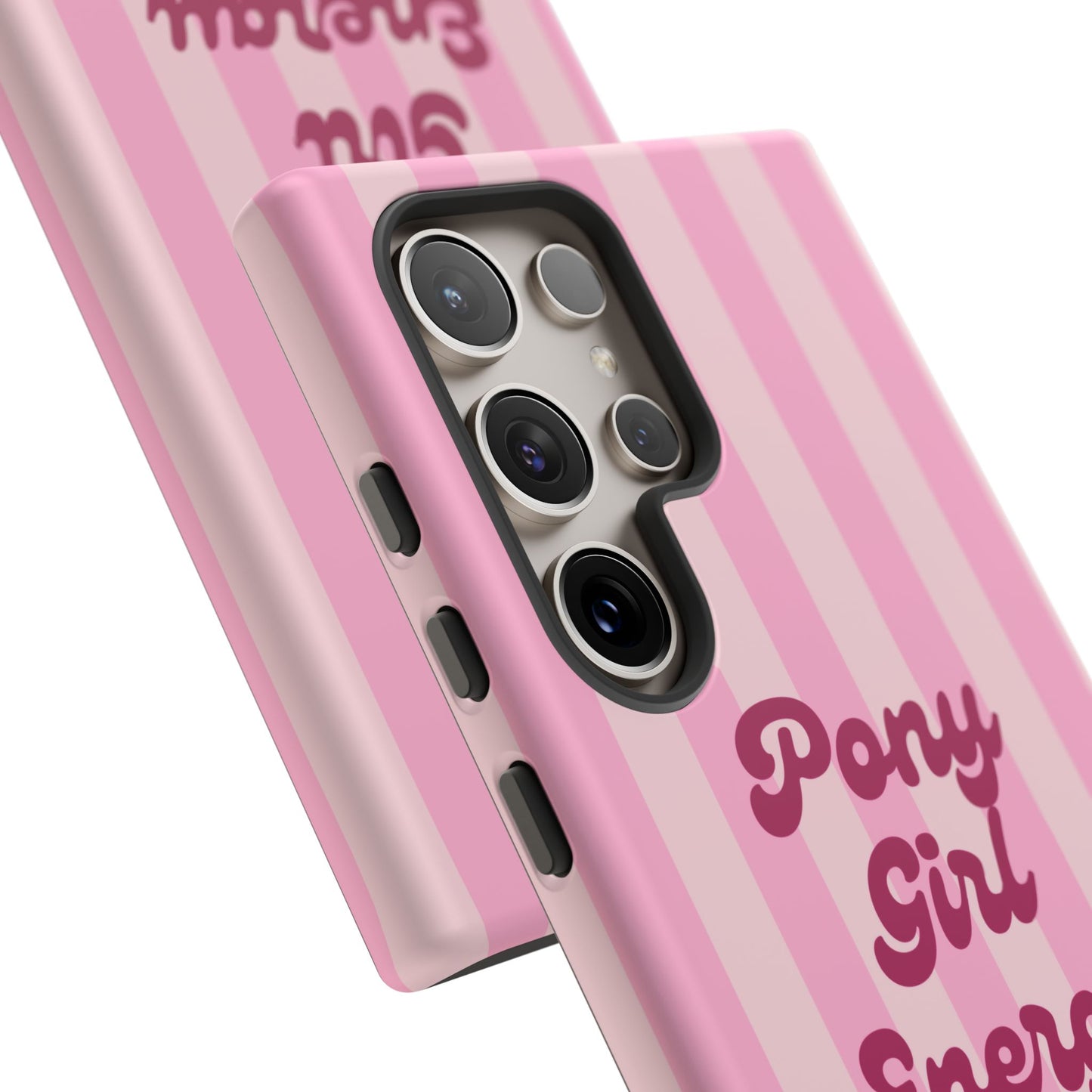 Pony Girl Energy Tough Phone Case — Pink Striped Protective Cover