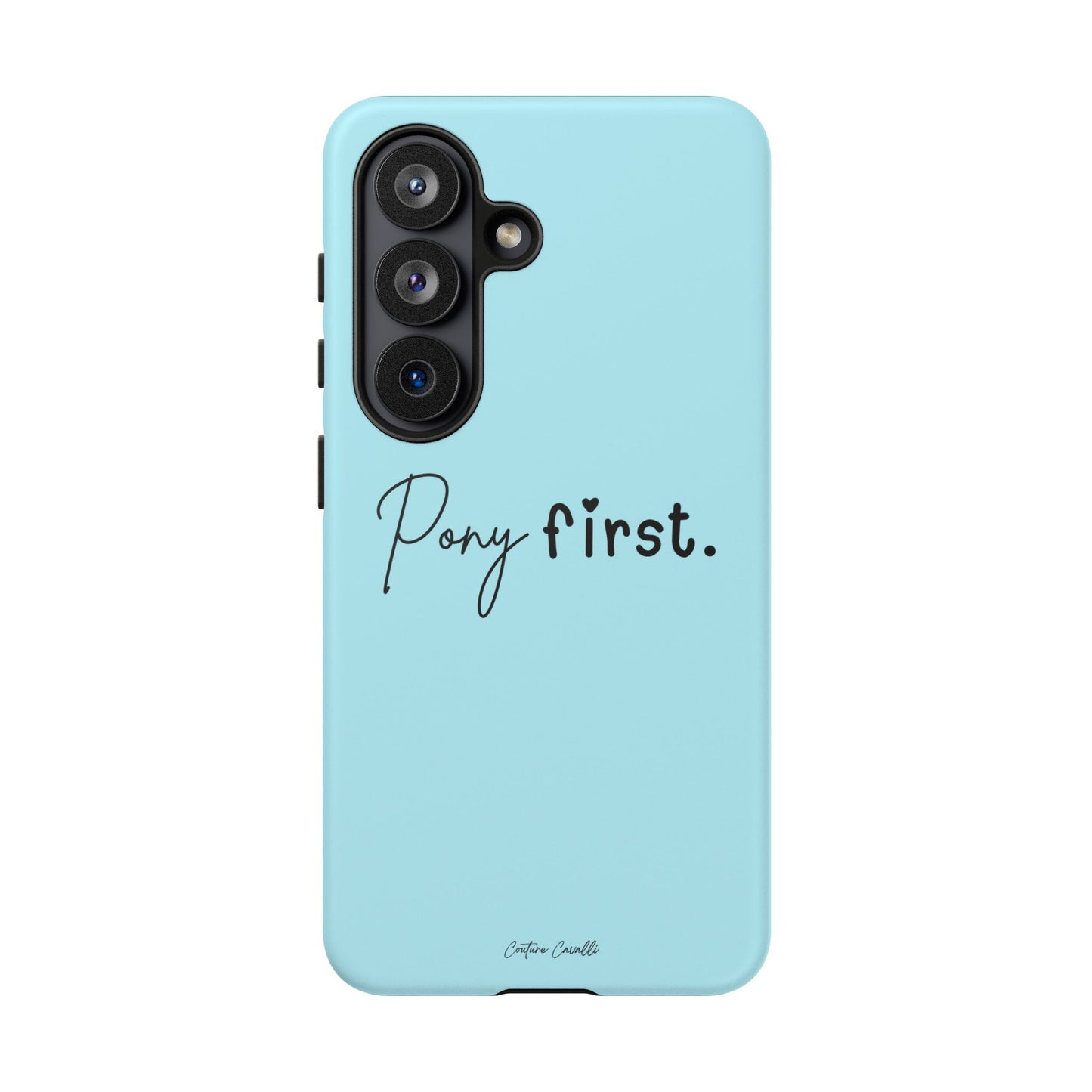 Pony First Phone Case - Protective Tough iPhone Cover with Minimalist Equestrian Script