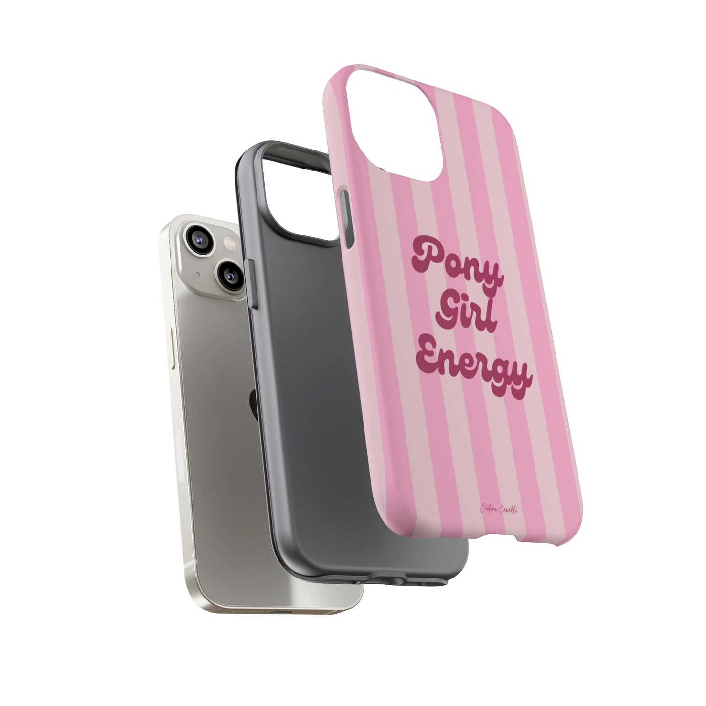Pony Girl Energy Tough Phone Case — Pink Striped Protective Cover