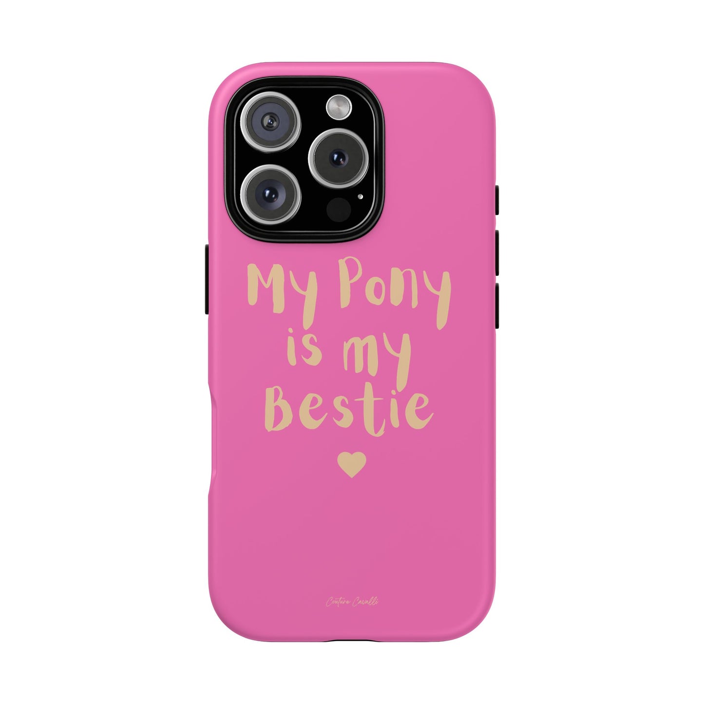 Pink 'My Pony Is My Bestie' Tough Phone Case I Handyhülle I Personalisiert mit Ponynamen