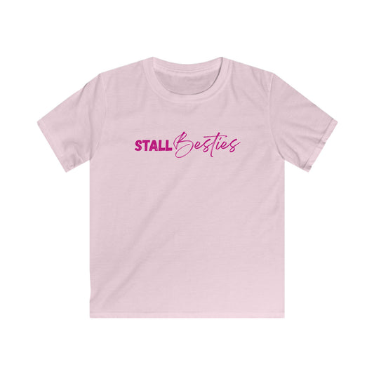 Kids Tee - "Stall Besties" Pink Script Horseback Riding Kids Shirt