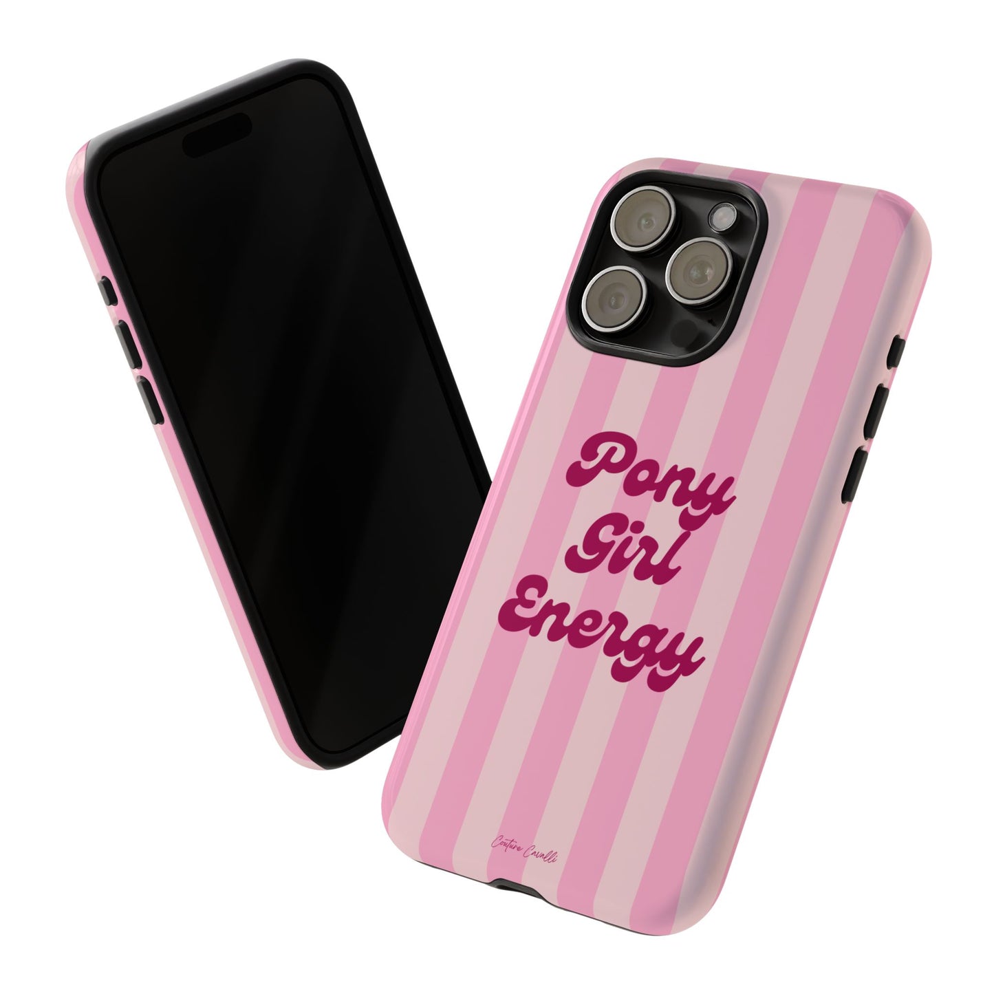Pony Girl Energy Tough Phone Case — Pink Striped Protective Cover