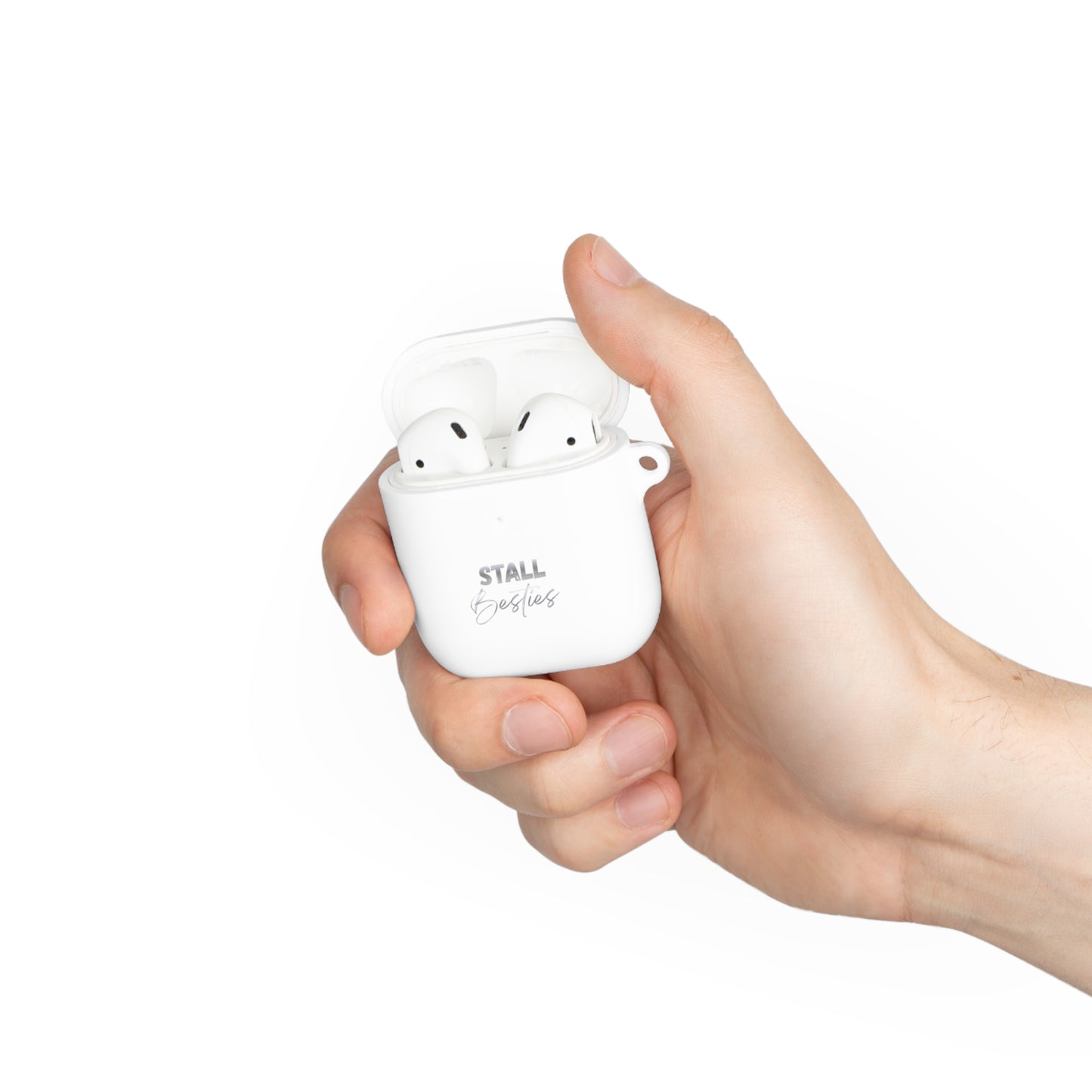 Minimal Personalized AirPods Case Cover — Custom Name Script with Carabiner