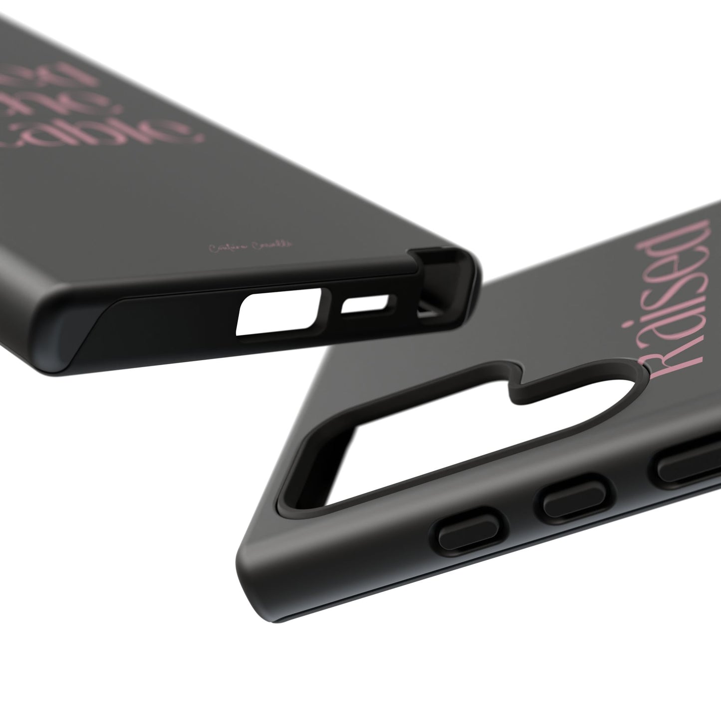 Raised in the Stable Phone Case — Black Protective Tough Case with Pink Script