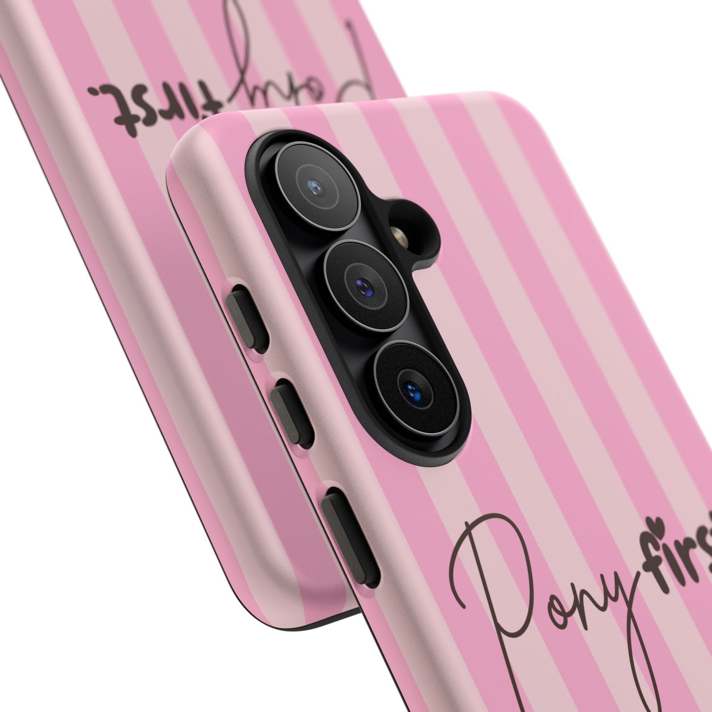 Pony First Phone Case — Pink Striped Tough Case for Horse Lovers