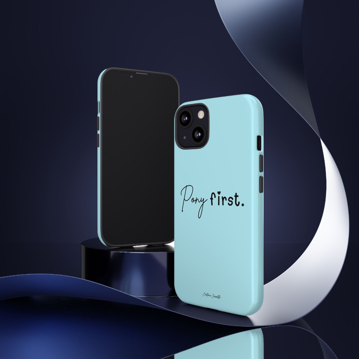 Pony First Phone Case - Protective Tough iPhone Cover with Minimalist Equestrian Script