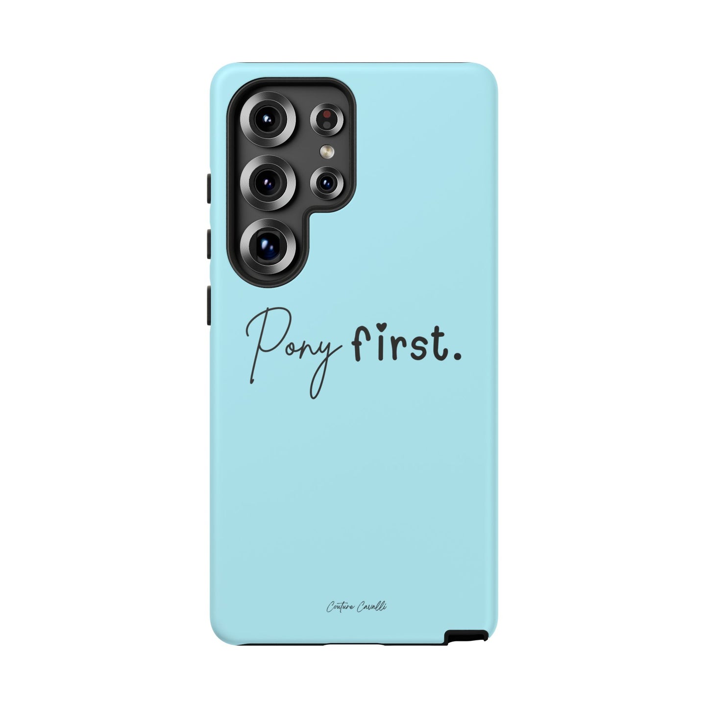 Pony First Phone Case - Protective Tough iPhone Cover with Minimalist Equestrian Script