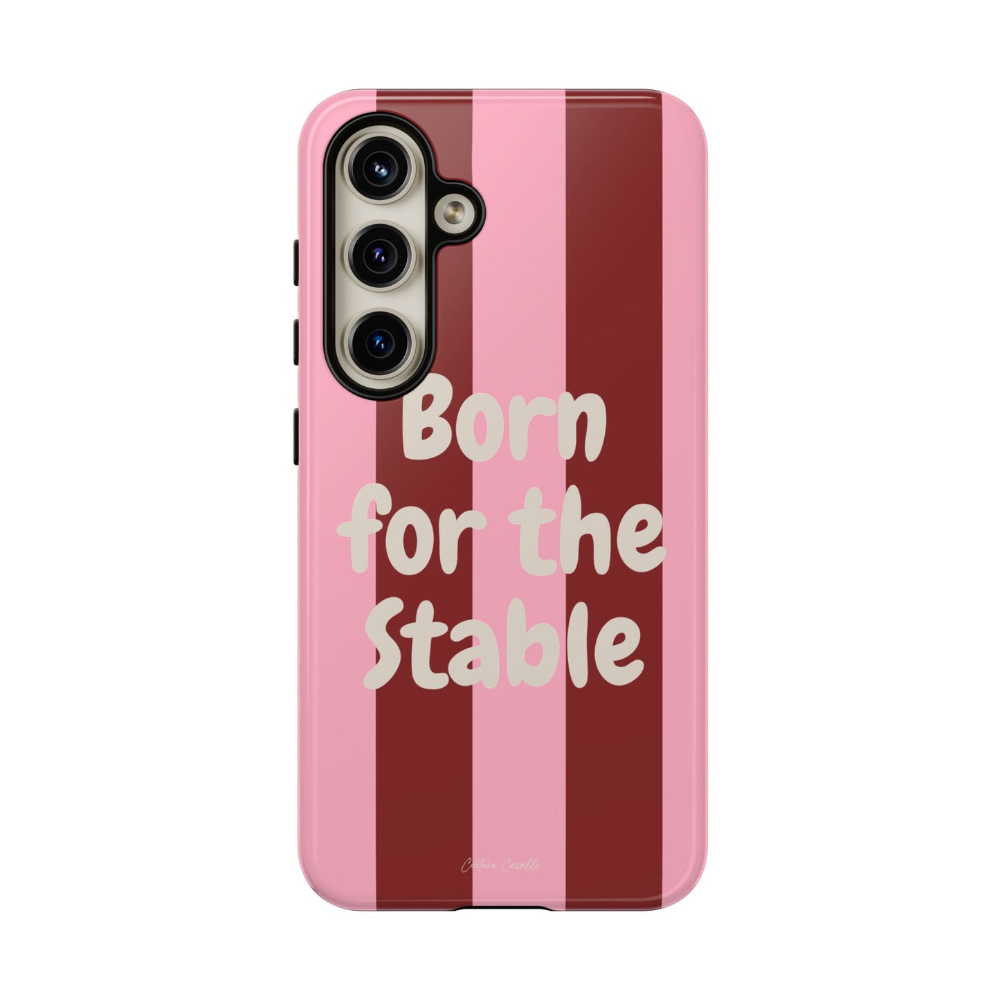 Phone Case — "Born for the Stable" Pink Striped Protective Tough Case