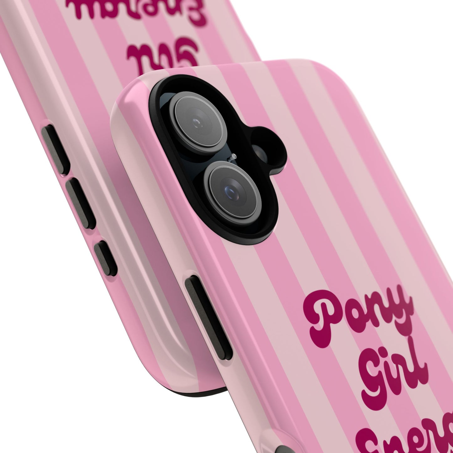 Pony Girl Energy Tough Phone Case — Pink Striped Protective Cover