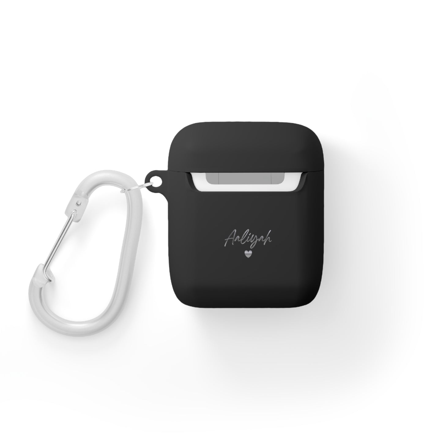 Minimal Personalized AirPods Case Cover — Custom Name Script with Carabiner
