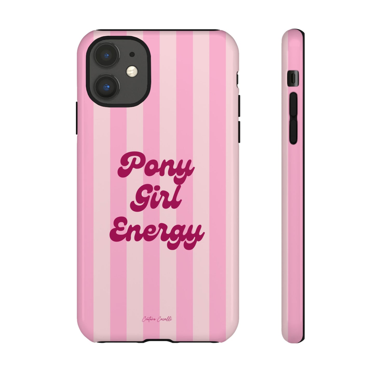 Pony Girl Energy Tough Phone Case — Pink Striped Protective Cover