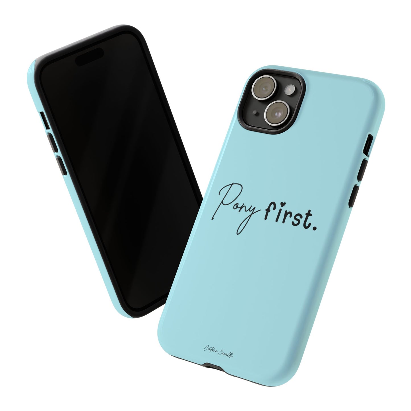 Pony First Phone Case - Protective Tough iPhone Cover with Minimalist Equestrian Script
